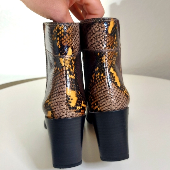Franco Sarto Leather Snake Patterned Ankle Boots - Picture 9 of 10
